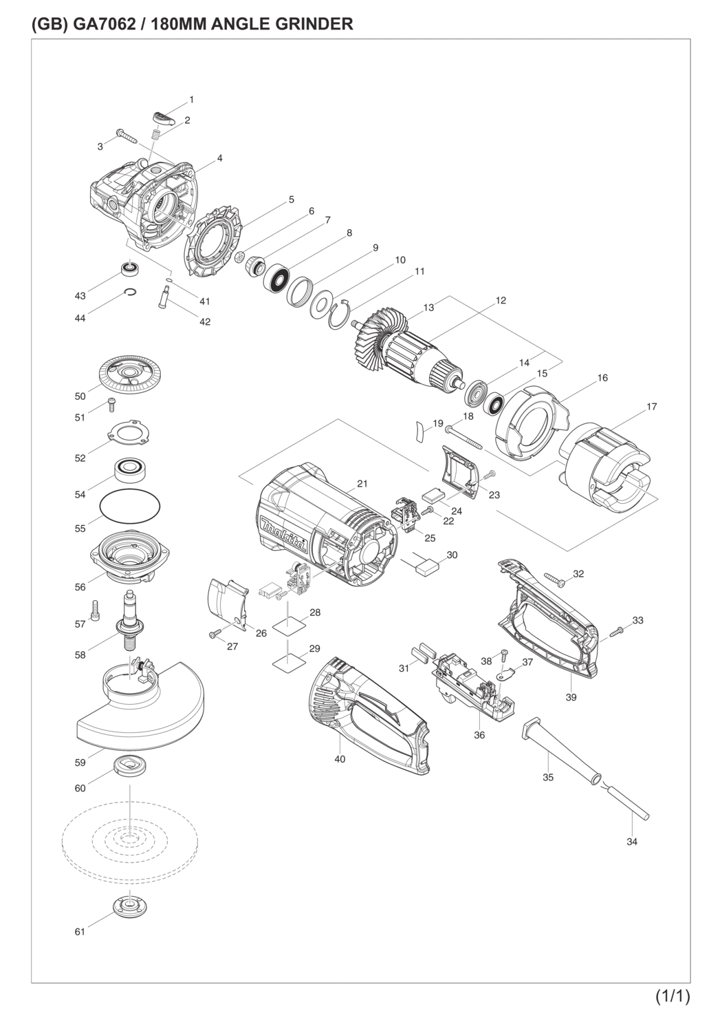 Makita GA7062 Angle Grinder Spare Parts