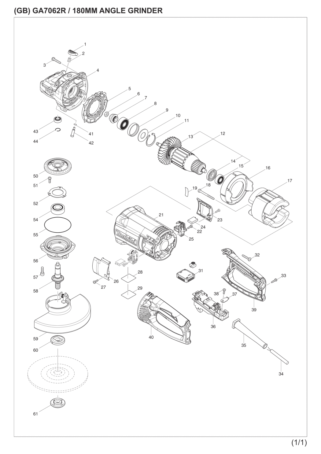 Makita GA7062R Angle Grinder Spare Parts