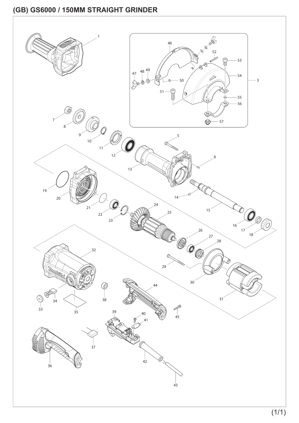 Makita GS6000 Straight Grinder Spare Parts