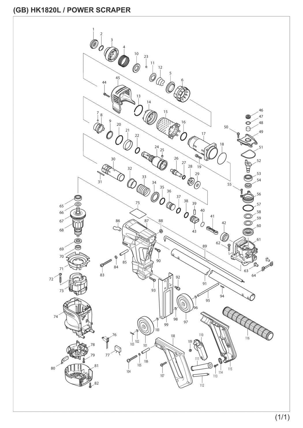 Makita HK1820L Power Scraper Spare Parts