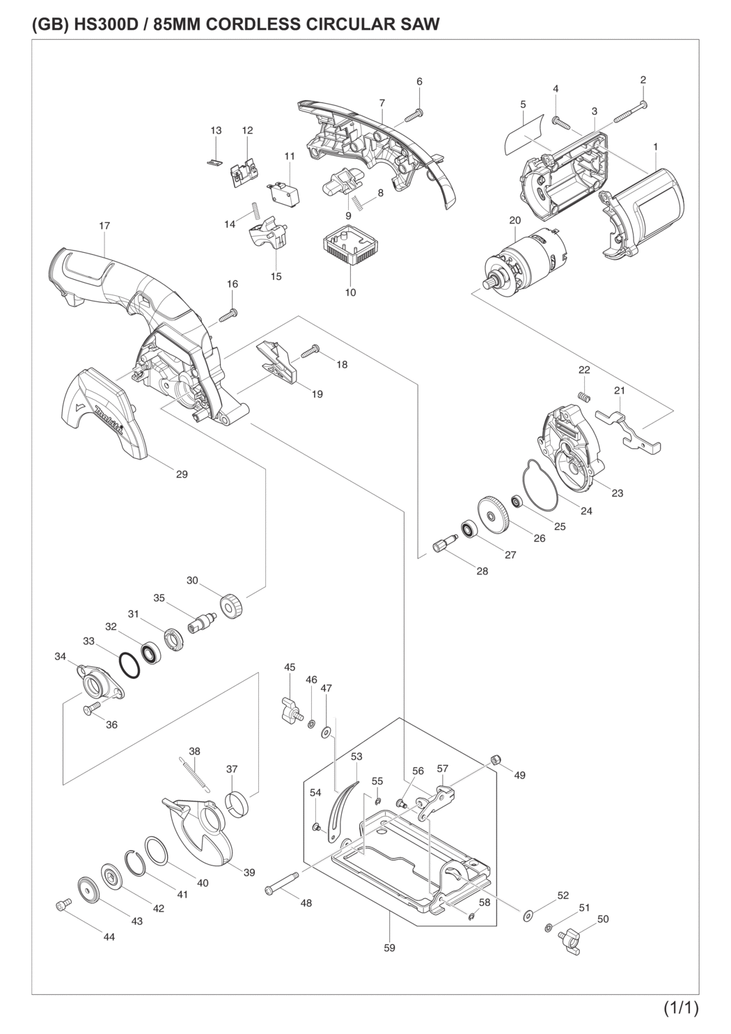 Makita HS300DZW Cordless Circular Saw Spare Parts