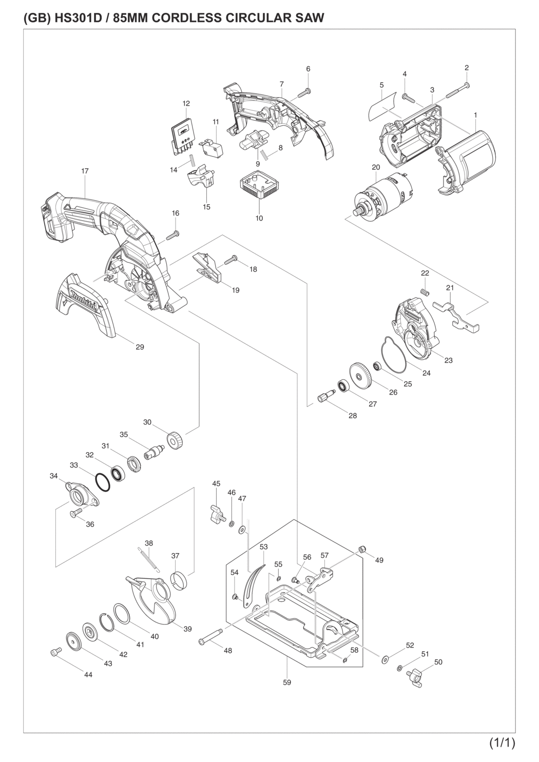 Makita HS301DWAE Cordless Circular Saw Spare Parts