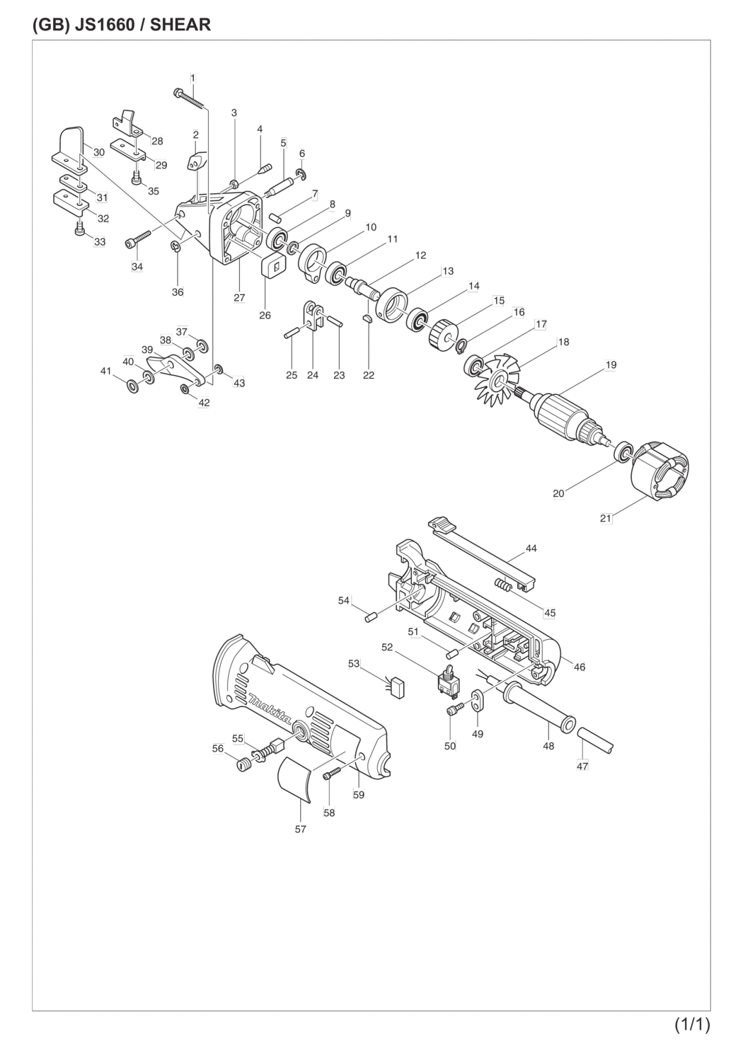 Makita JS1660 Straight Shear Spare Parts