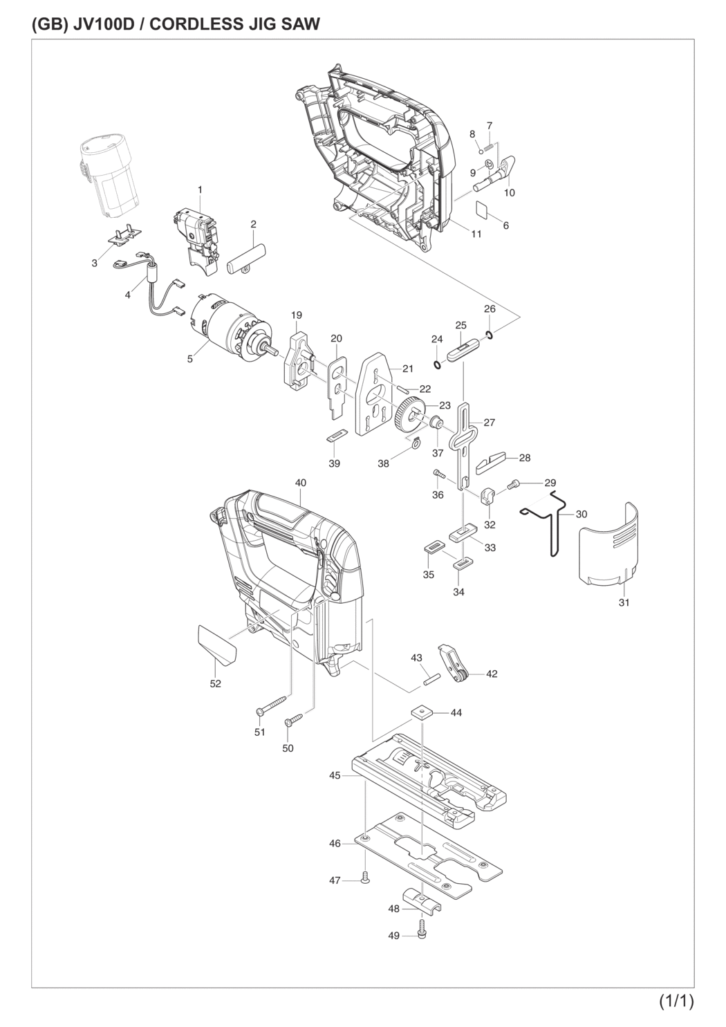 Makita JV100DZ Cordless Jig Saw Spare Parts