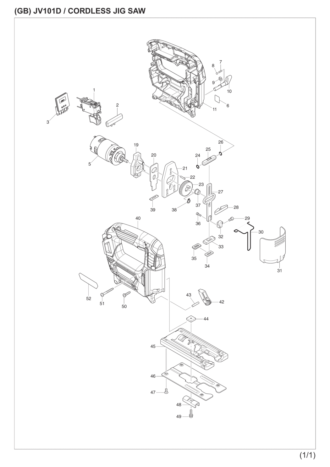 Makita JV101DWAE Cordless Jig Saw Spare Parts