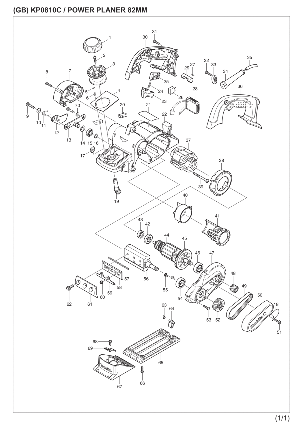 Makita KP0810CK Power Planer Spare Parts