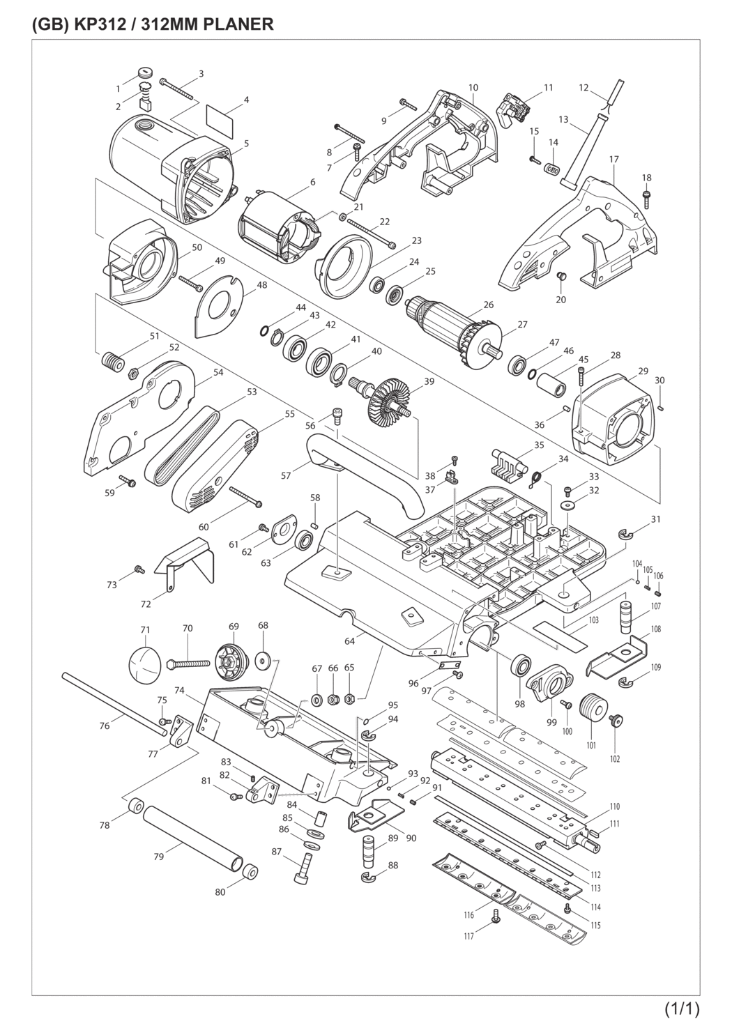 Makita KP312 Planer Spare Parts