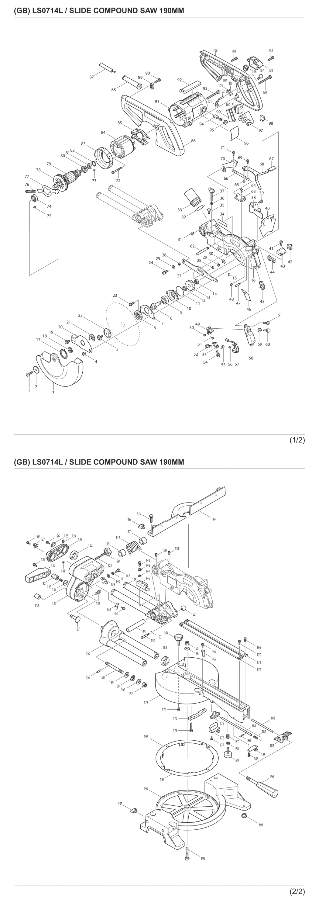 Makita LS0714L Slide Compound Saw Spare Parts