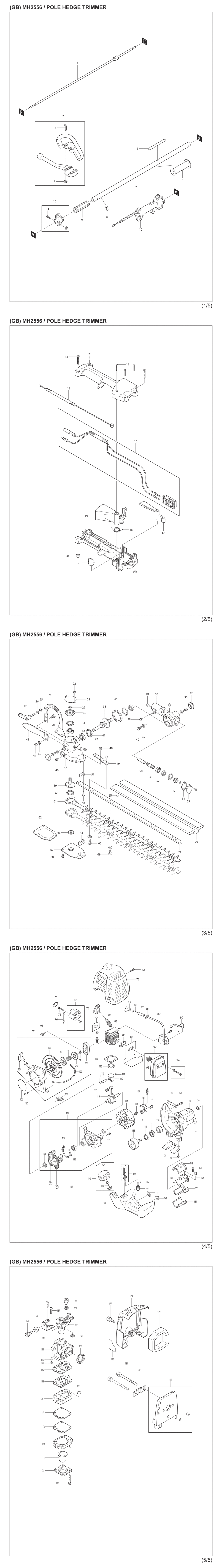 Makita MH2556 Petrol Hedge Trimmer Spare Parts