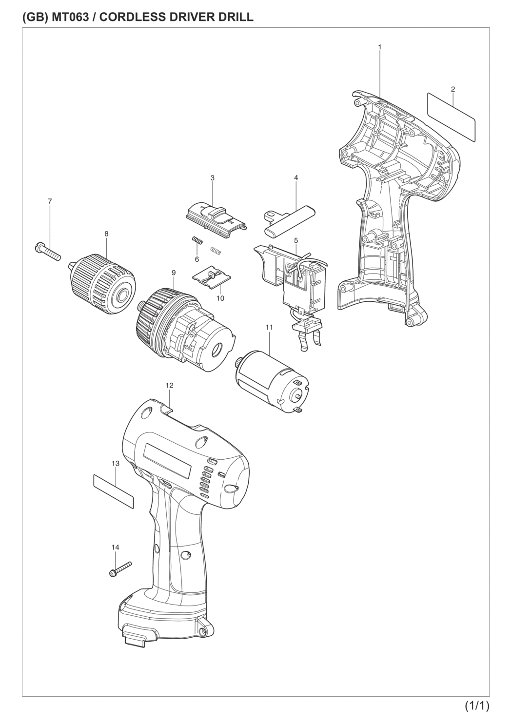 Makita MT063SK3 Cordless Driver Drill Spare Parts