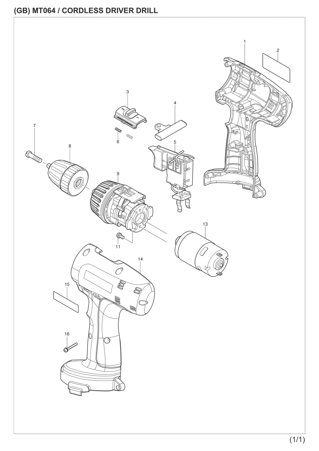 Makita MT064SK Cordless Driver Drill Spare Parts