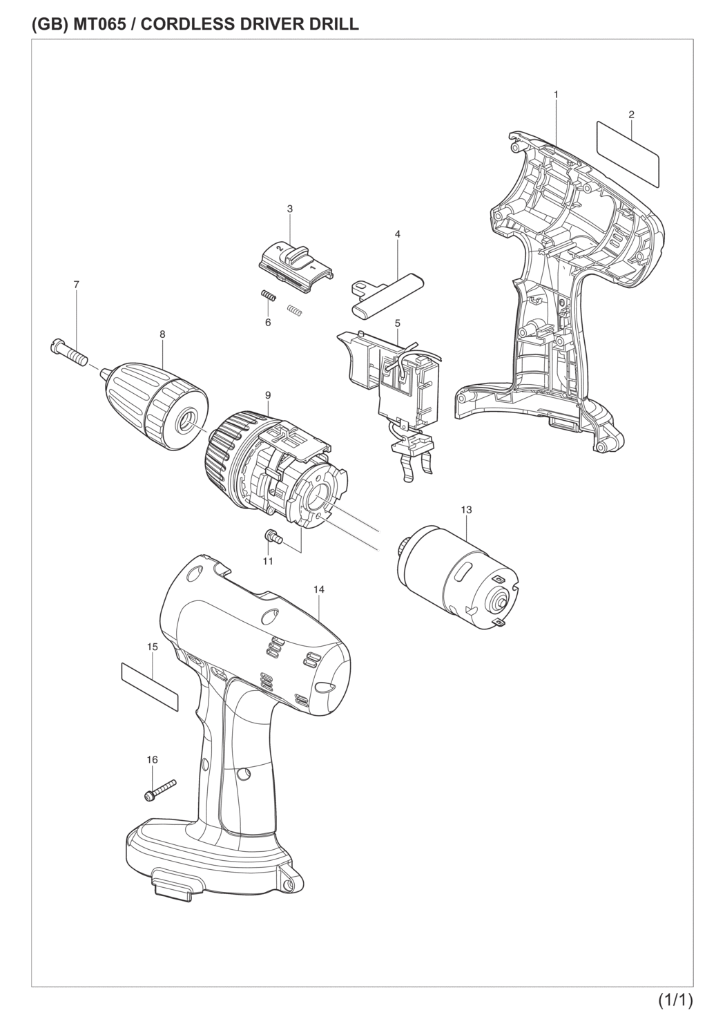 Makita MT065SK2 Cordless Driver Drill Spare Parts