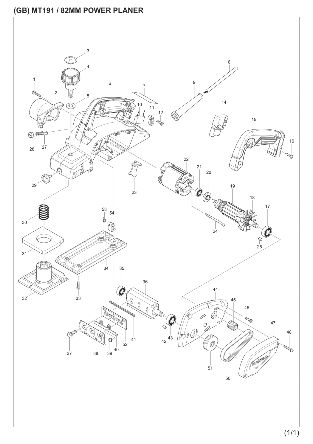 Makita MT191 Power Planer Spare Parts