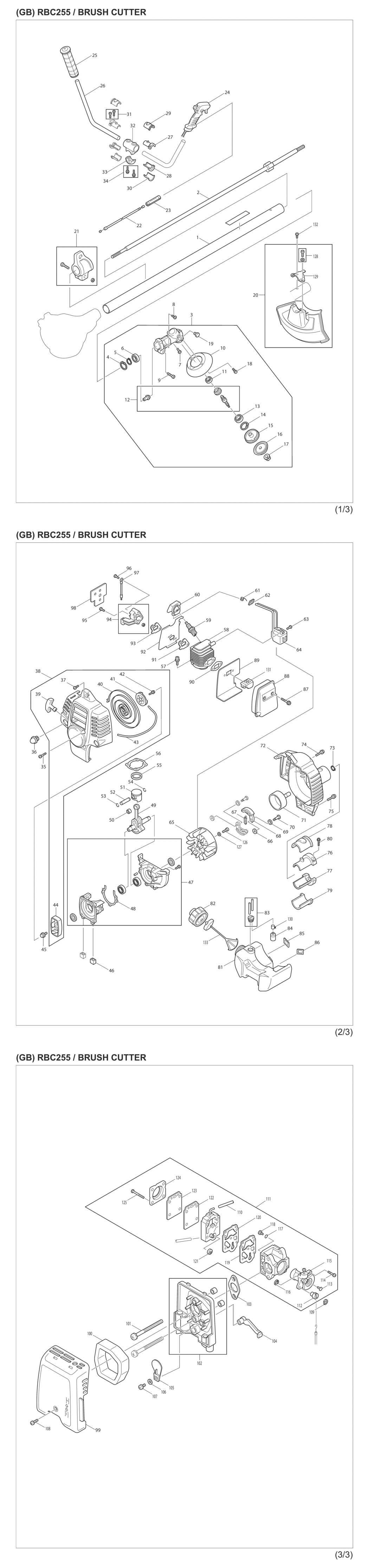 Makita RBC255 Petrol Brushcutter Spare Parts