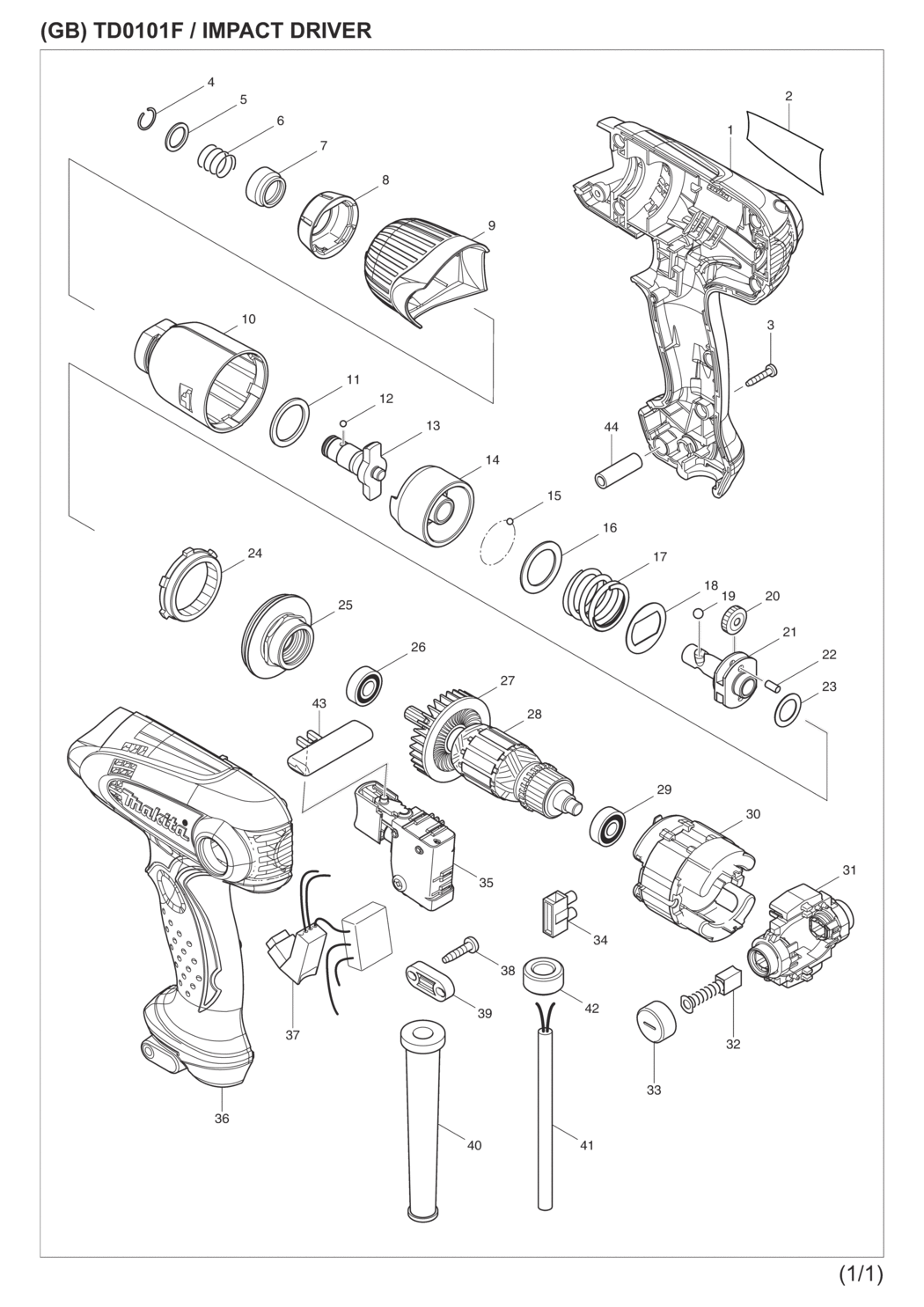 Makita TD0101F Impact Driver Spare Parts