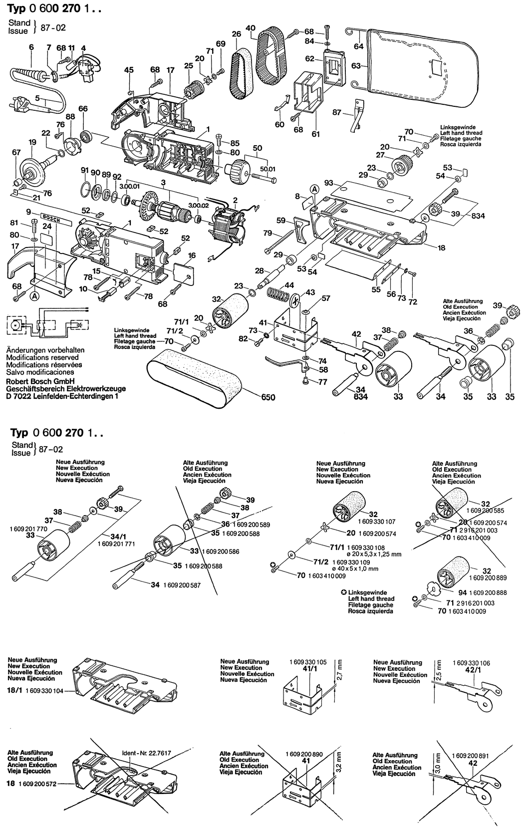 Bosch ---- / 0600270141 / GB 110 Volt Spare Parts