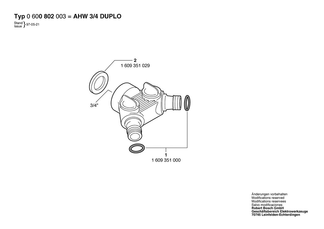 Bosch AHW 3/4 DUPLO / 0600800003 / --- Spare Parts