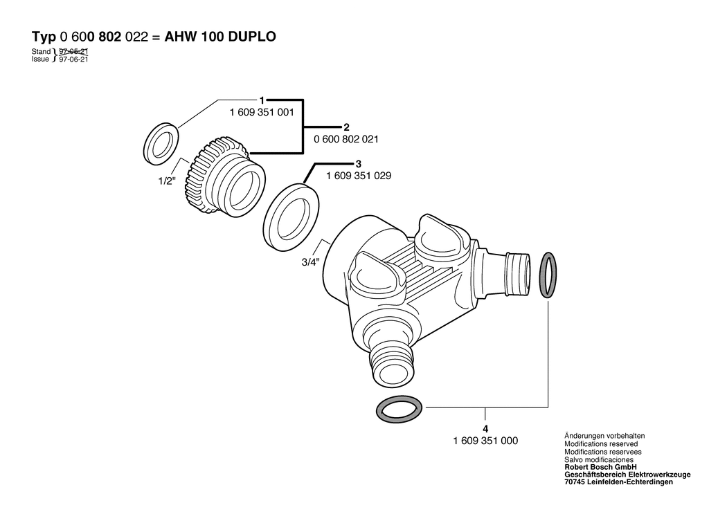 Bosch AHW 100 DUPLO / 0600802022 / --- Spare Parts