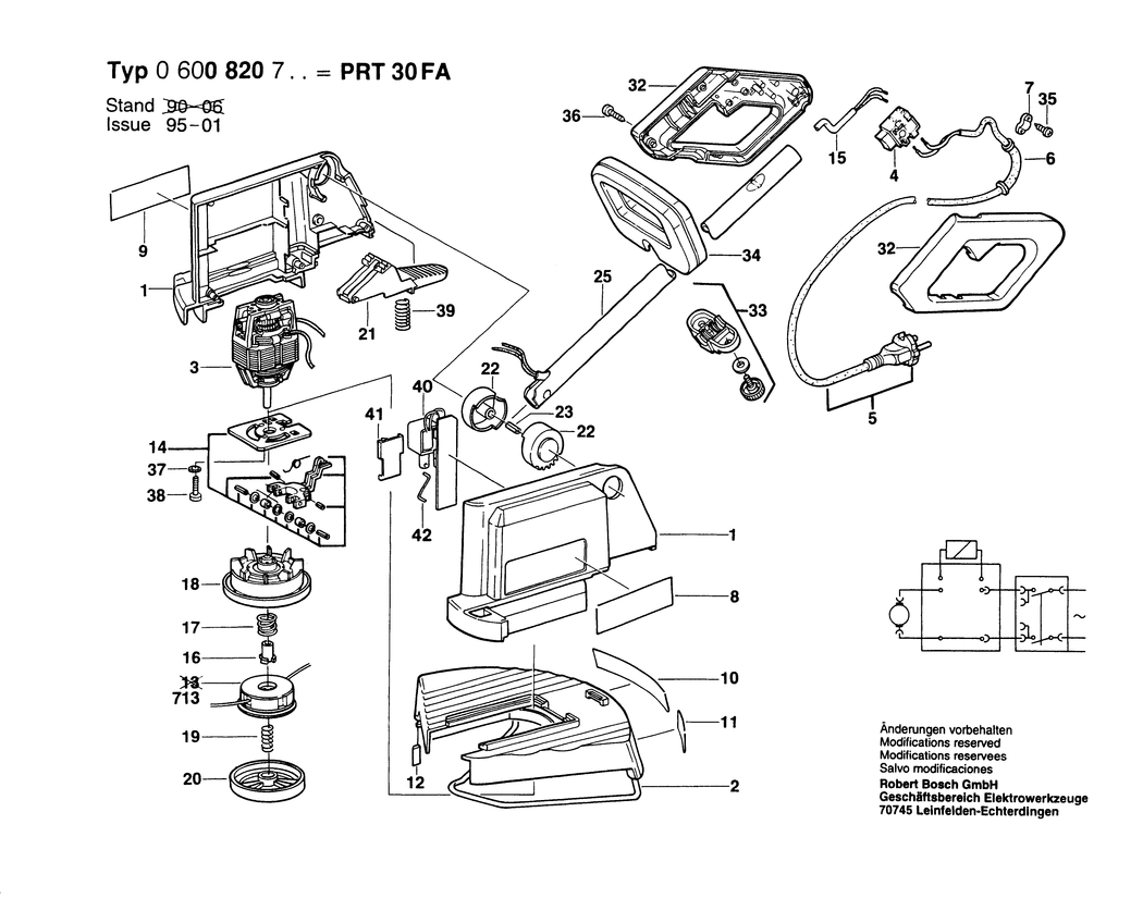 Bosch PRT 30 FA / 0600820703 / EU 230 Volt Spare Parts