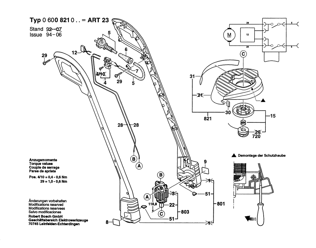 Bosch ART 23 / 0600821003 / EU 230 Volt Spare Parts