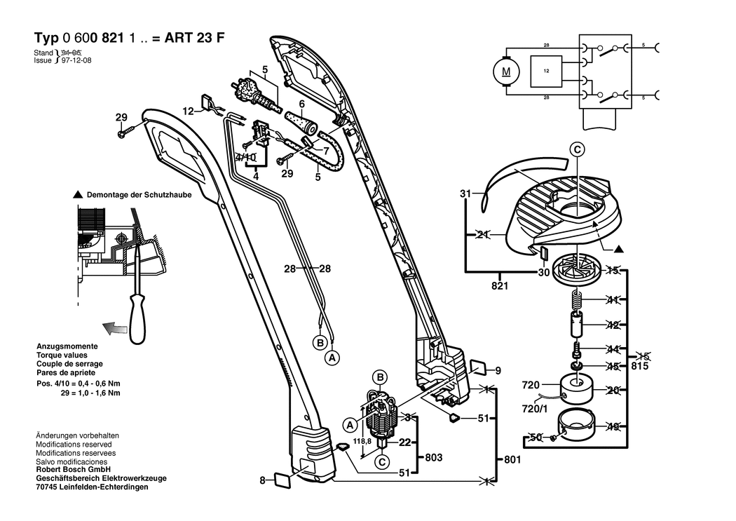 Bosch ART 23 F / 0600821132 / CH 230 Volt Spare Parts