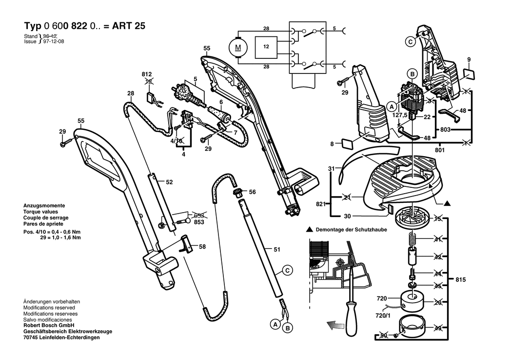 Bosch ART 25 / 0600822032 / CH 230 Volt Spare Parts