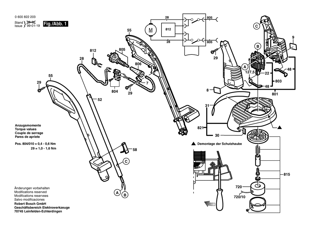 Bosch ART 25 / 0600822232 / CH 230 Volt Spare Parts