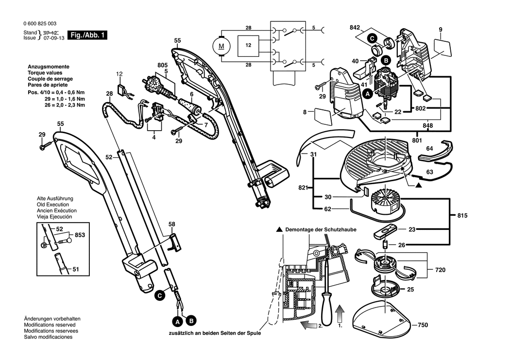 Bosch ART 30 D / 0600825032 / CH 230 Volt Spare Parts