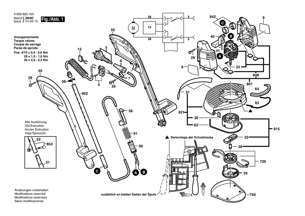 Bosch ART 30 DF / 0600825132 / CH 230 Volt Spare Parts