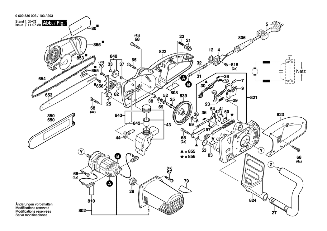 Bosch AKE 35-17 S / 0600836132 / CH 230 Volt Spare Parts