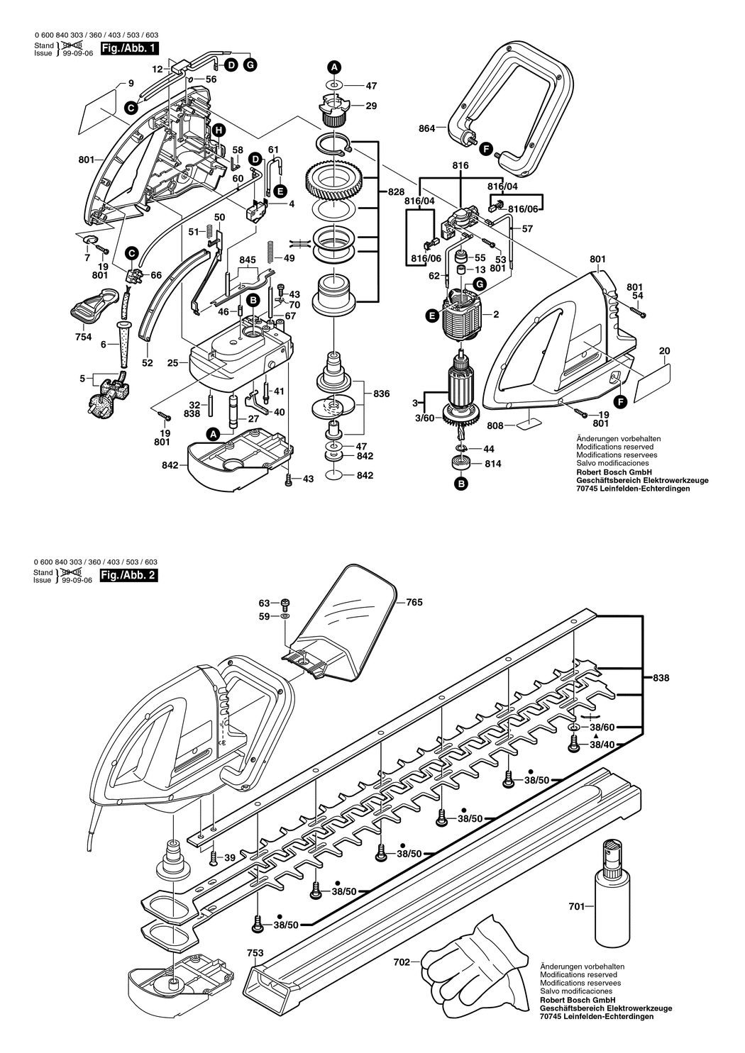 Bosch AHS 600 / 0600840303 / EU 230 Volt Spare Parts