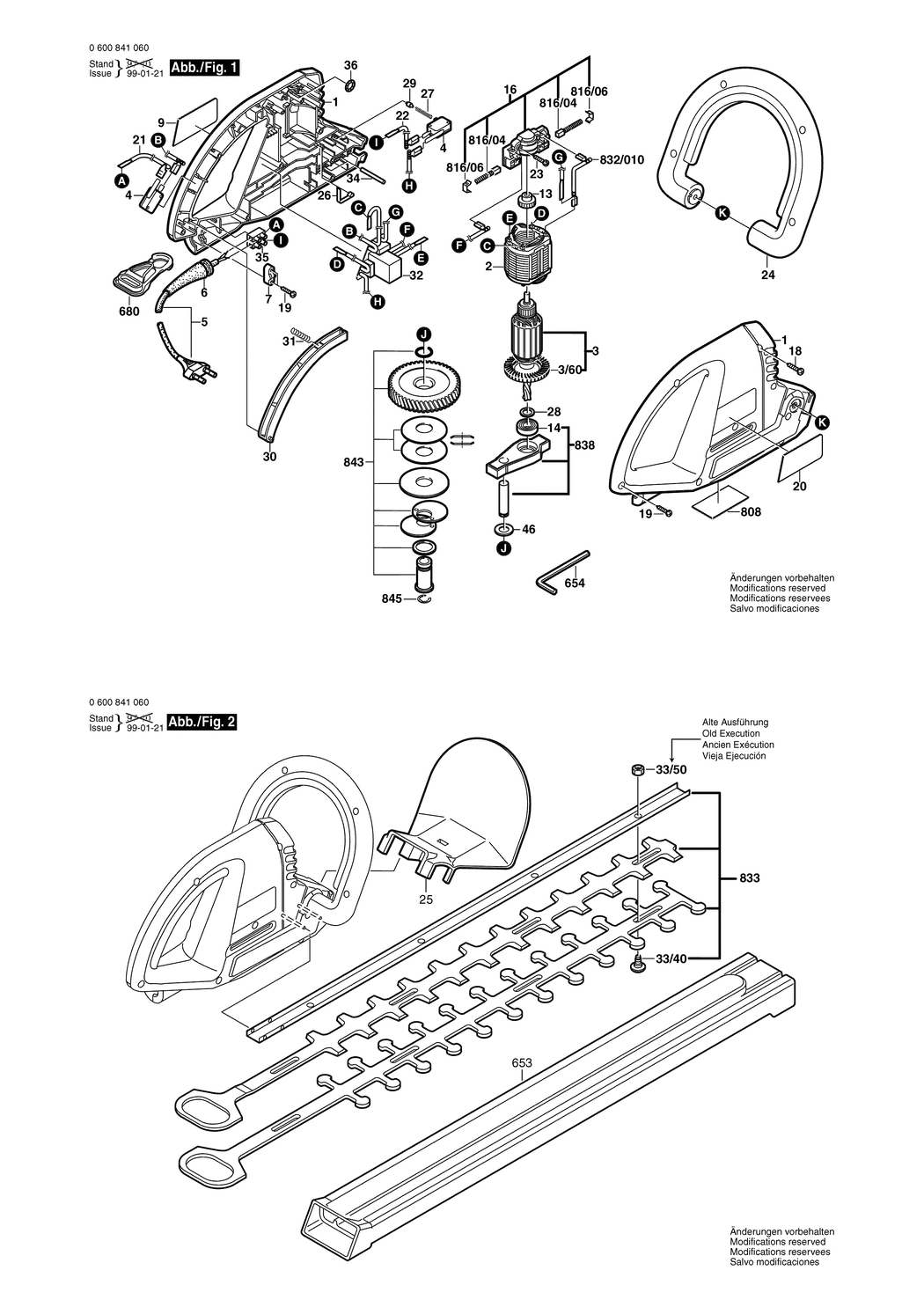 Bosch AHS 40 / 0600841060 / CH 230 Volt Spare Parts