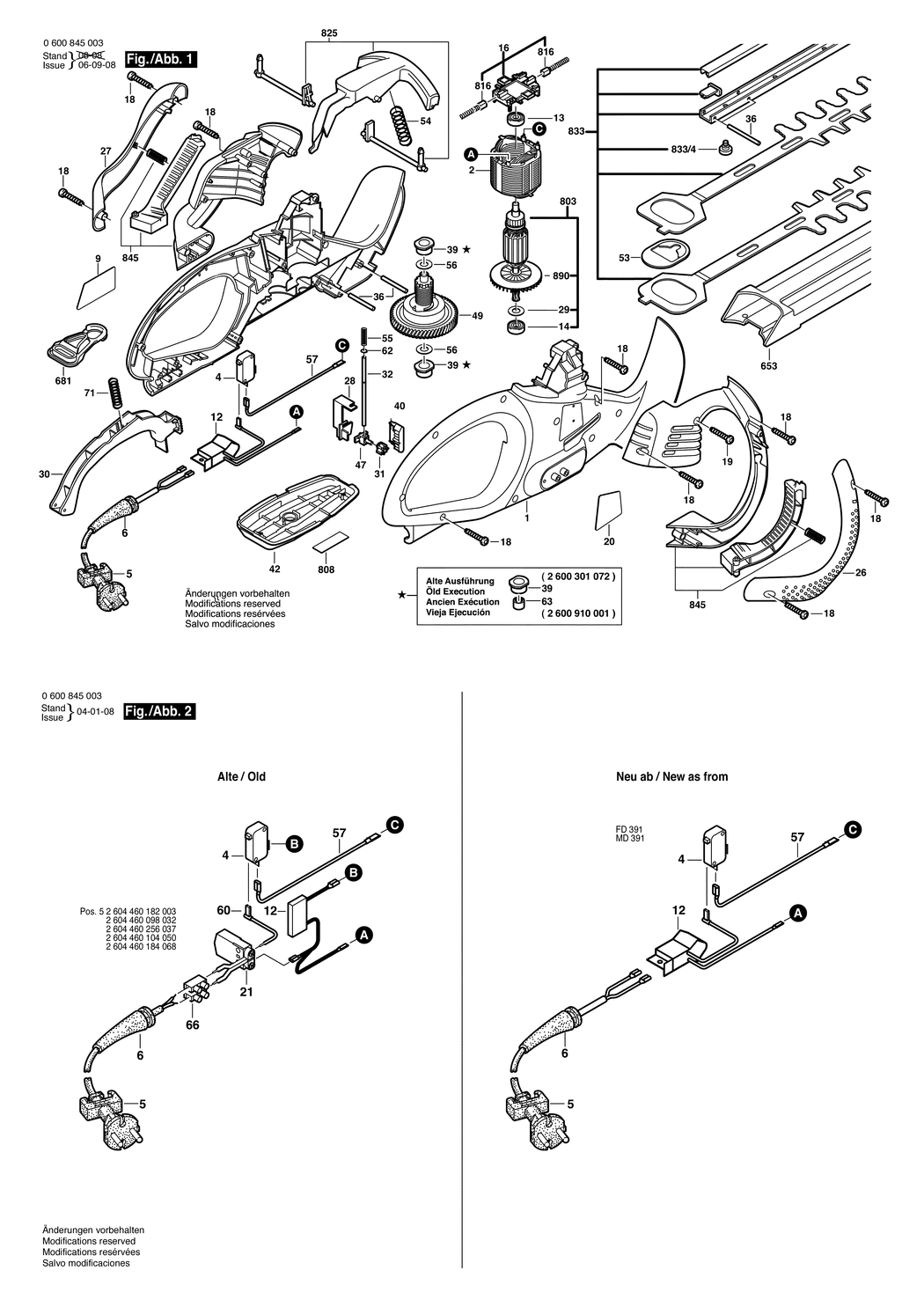 Bosch AHS 40-24 / 0600845032 / CH 230 Volt Spare Parts