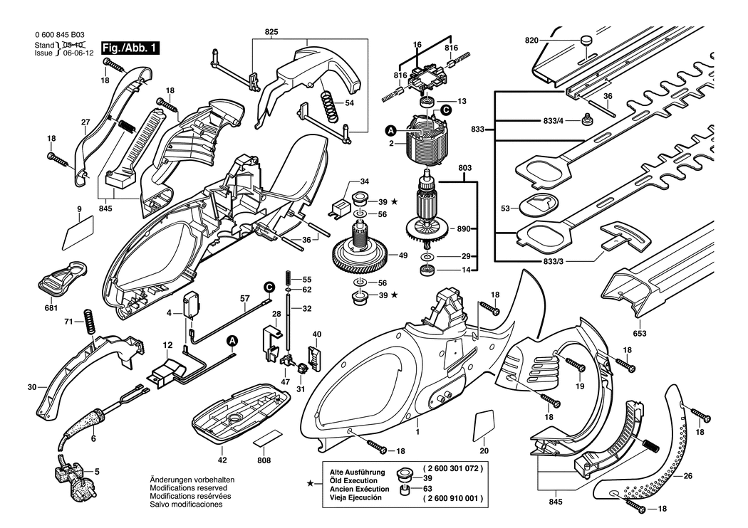 Bosch AHS 400-24 T / 0600845B32 / CH 230 Volt Spare Parts