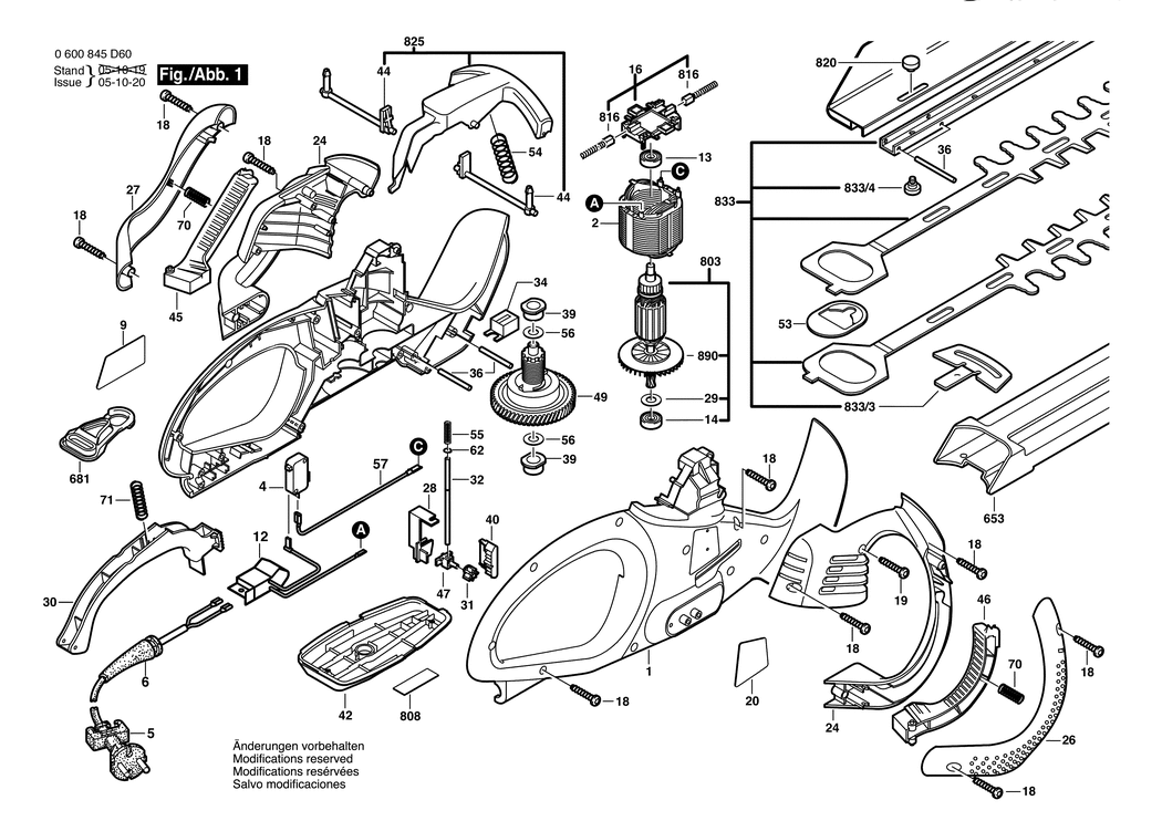 Bosch AHS 550 / 0600845D60 / CH 230 Volt Spare Parts