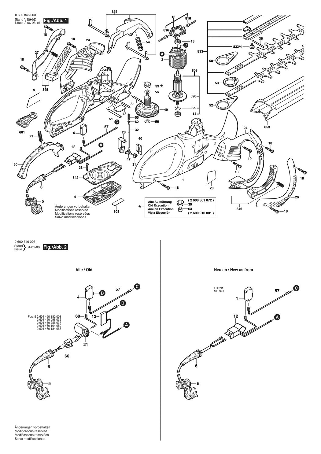 Bosch AHS 7000 PRO / 0600846132 / CH 230 Volt Spare Parts