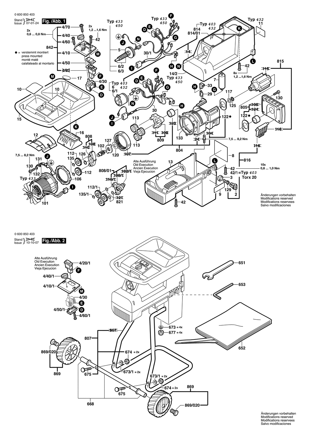 Bosch AXT 2200 / 0600850450 / I 230 Volt Spare Parts