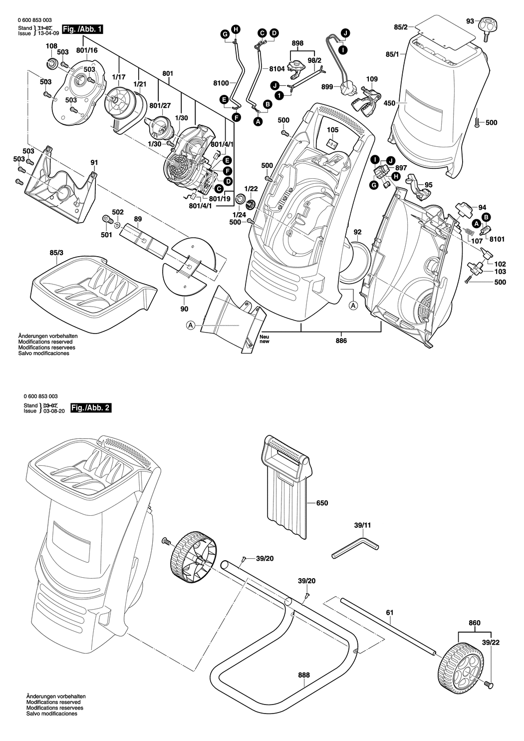 Bosch AXT Rapid 180 / 0600853081 / CH 230 Volt Spare Parts