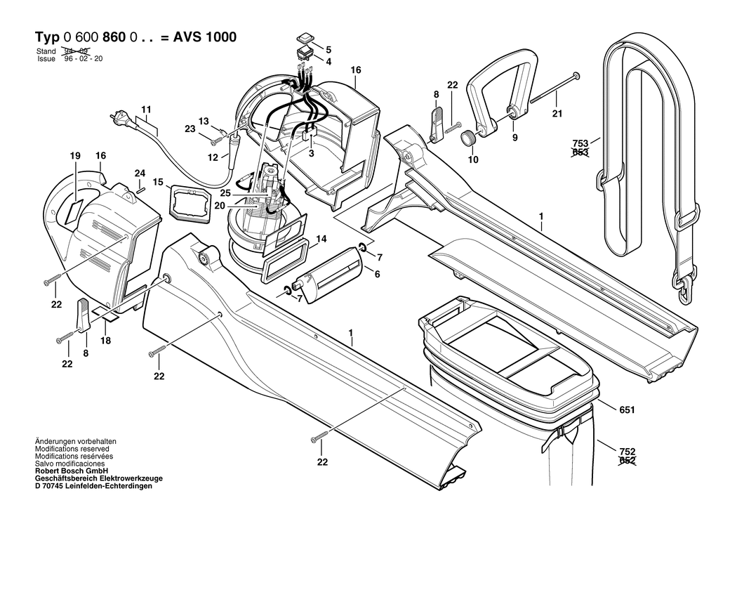 Bosch AVS 1000 / 0600860003 / EU 230 Volt Spare Parts