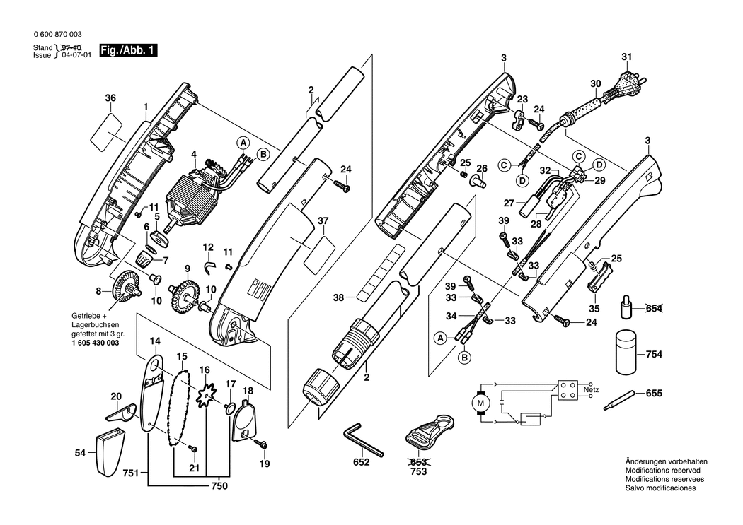 Bosch ASG 52 / 0600870050 / I 230 Volt Spare Parts