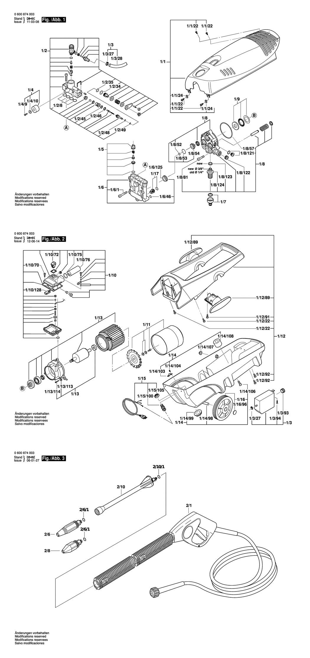 Bosch AQUATAK 1300 SI / 0600874003 / EU 230 Volt Spare Parts