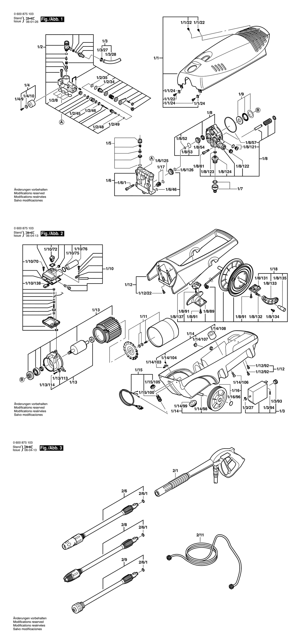 Bosch AQUATAK 1500X / 0600875103 / EU 230 Volt Spare Parts