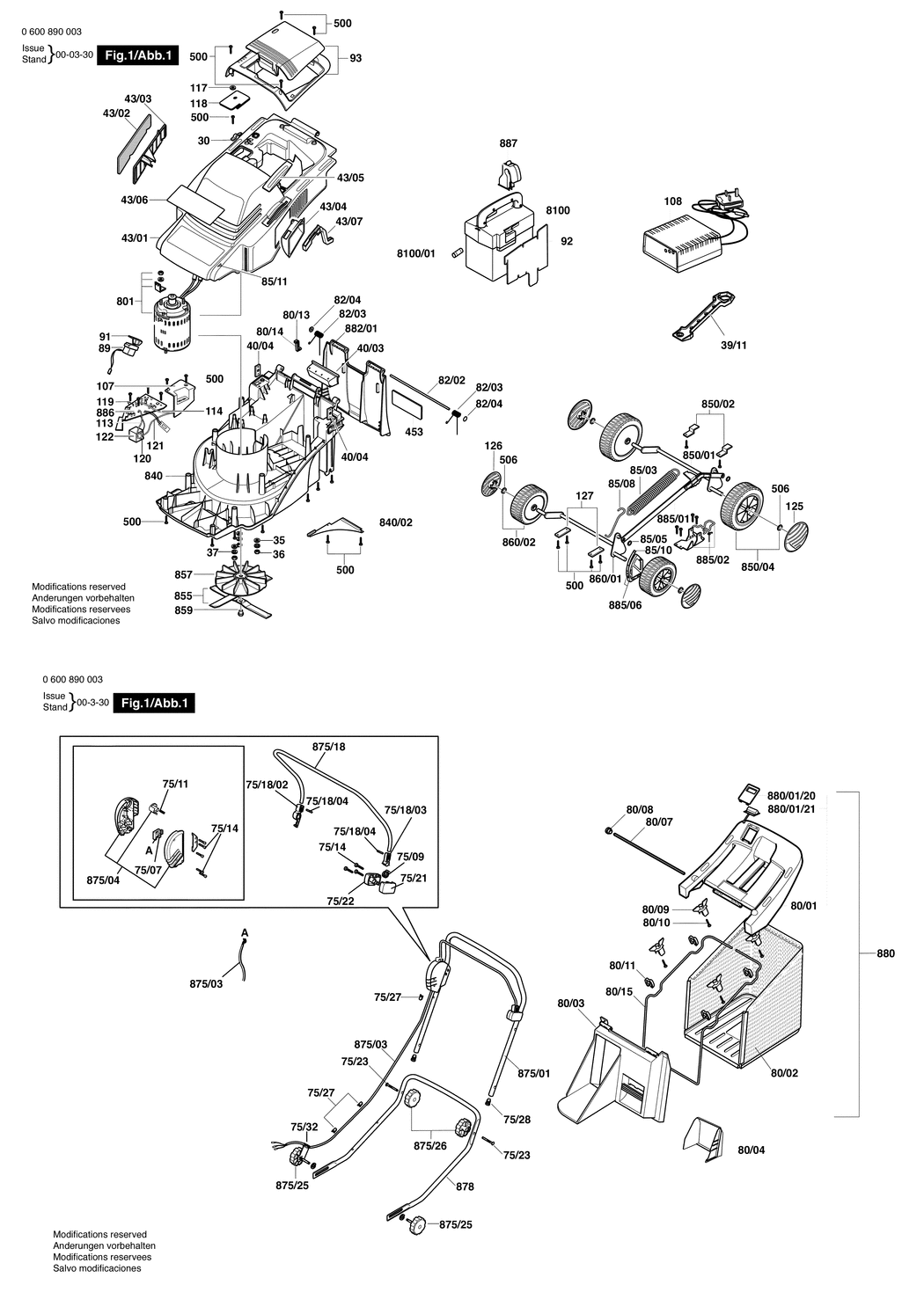 Bosch ARM 36 ACCU / 0600890003 / EU 230 Volt Spare Parts