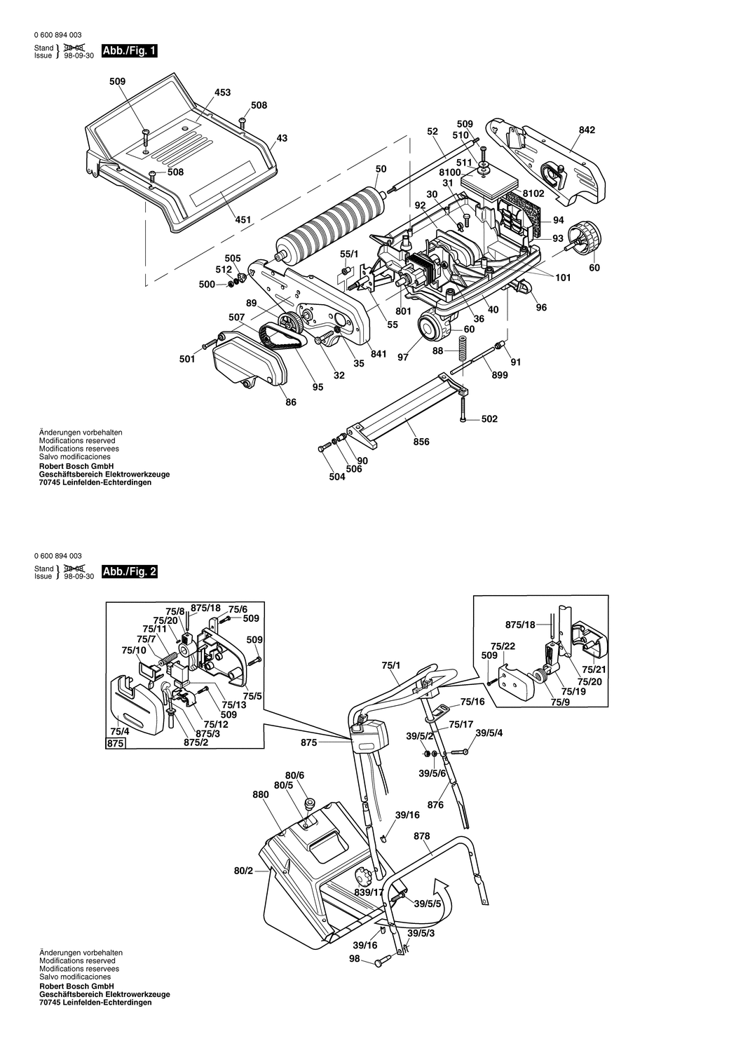 Bosch ASM 30 / 0600894003 / EU 230 Volt Spare Parts