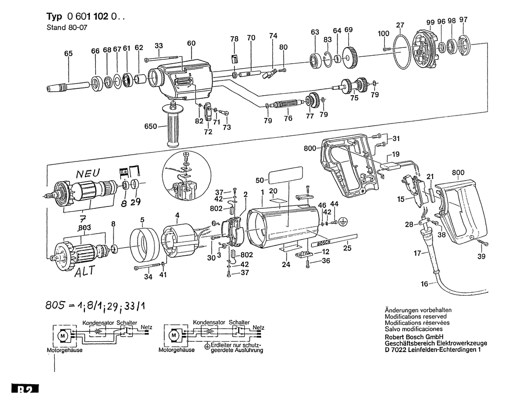 Bosch UB2J75  UB2/75 / 0601102043 / I 42 Volt Spare Parts