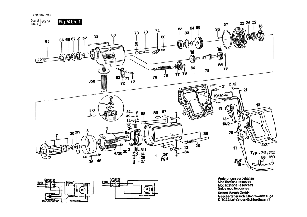 Bosch UB2J75  UB 2/75 / 0601102908 / S 220 Volt Spare Parts