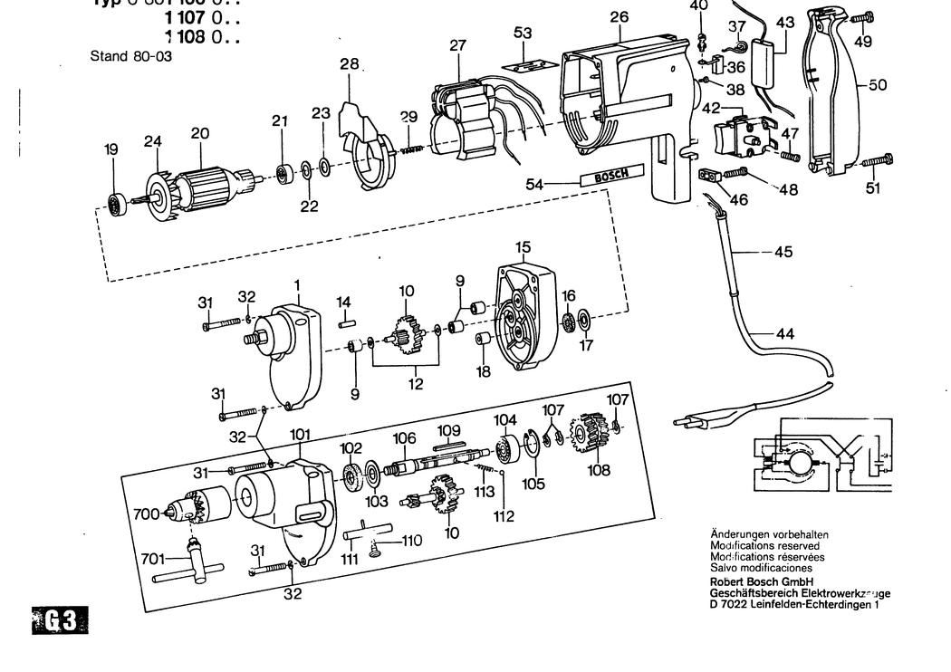 Bosch ---- / 0601108003 / EU 220 Volt Spare Parts