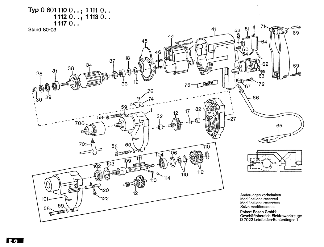 Bosch ---- / 0601113001 / EU 110 Volt Spare Parts
