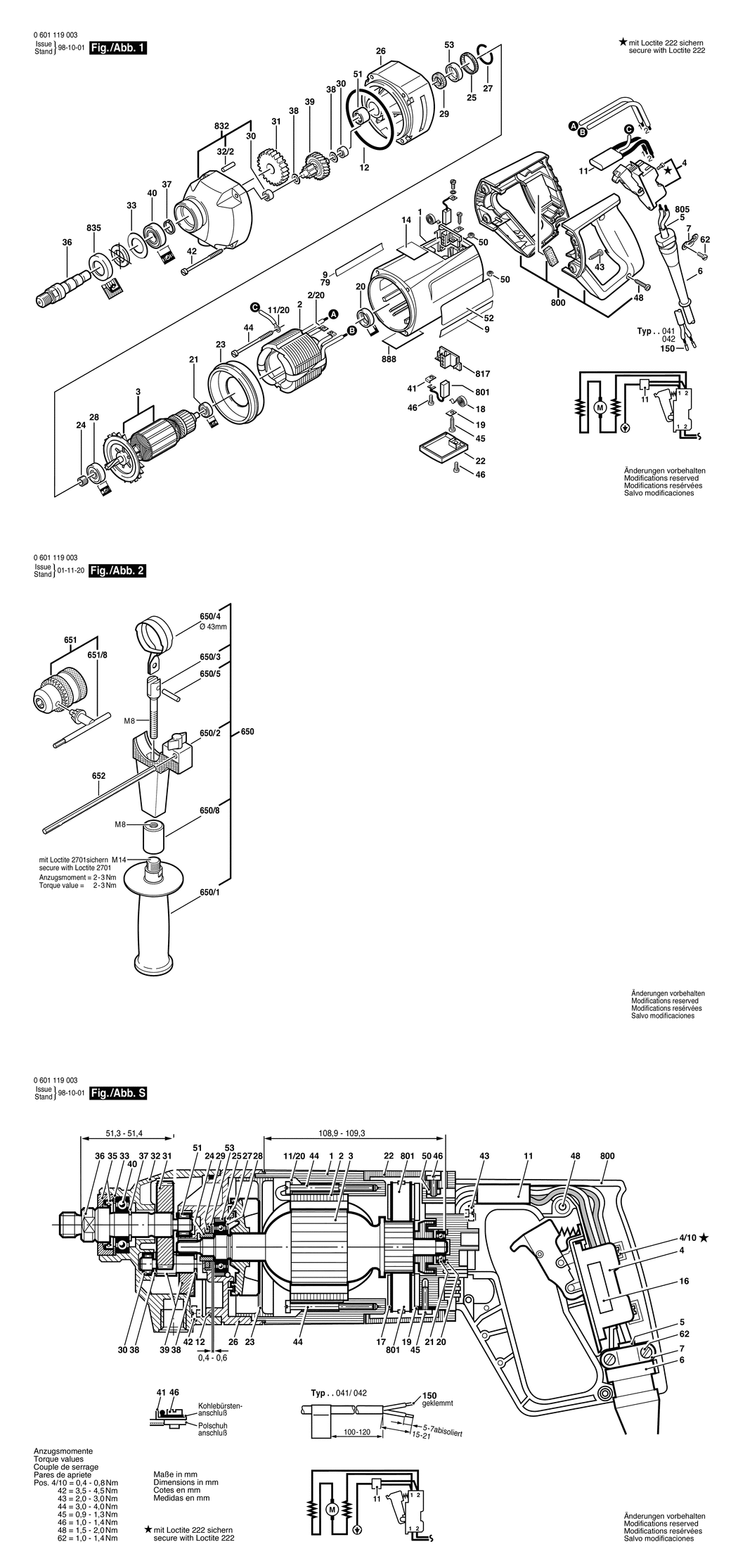 Bosch ---- / 0601119003 / EU 220 Volt Spare Parts