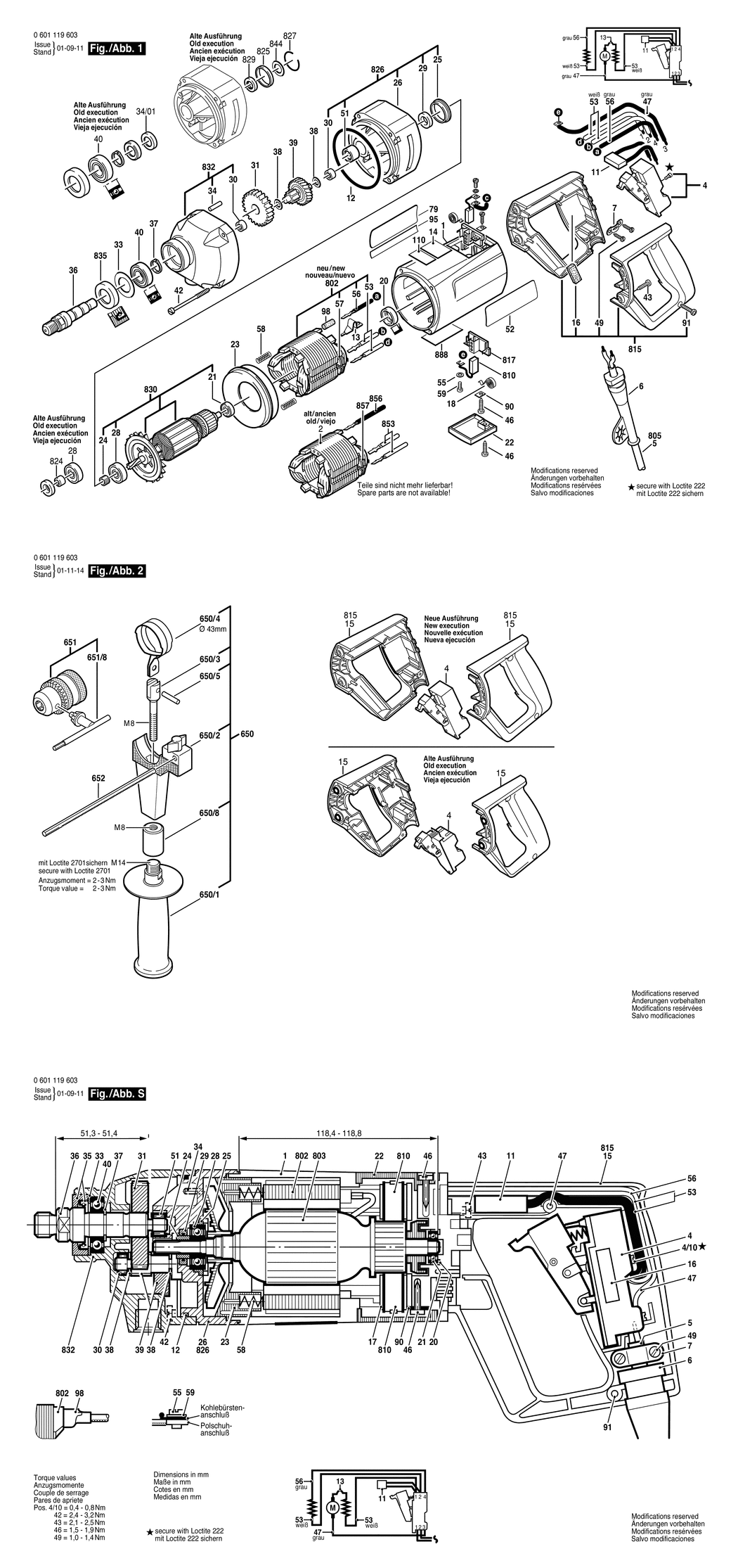 Bosch ---- / 0601119603 / EU 230 Volt Spare Parts